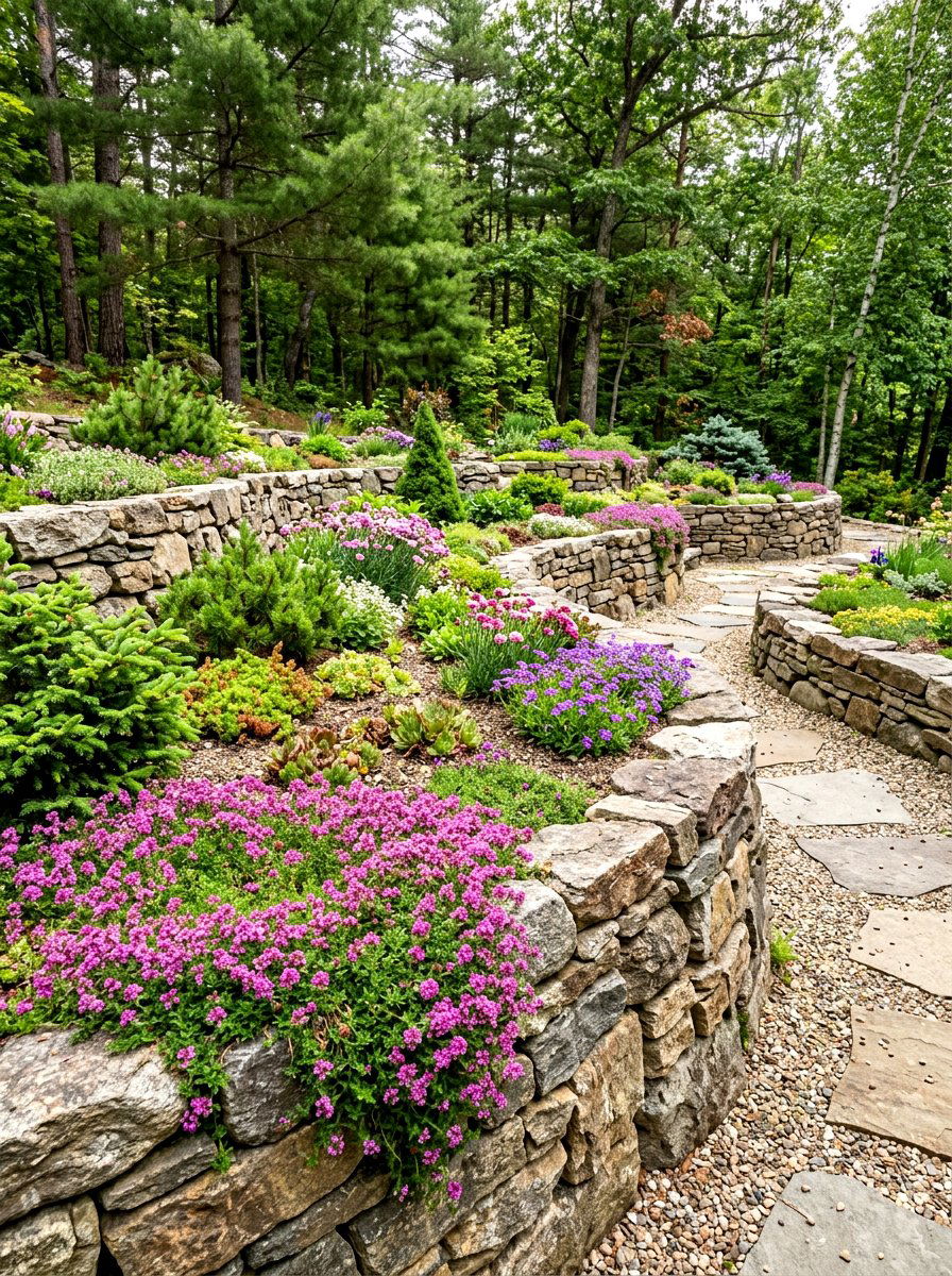 Natural Stone Raised Bed - 30 raised bed layout ideas