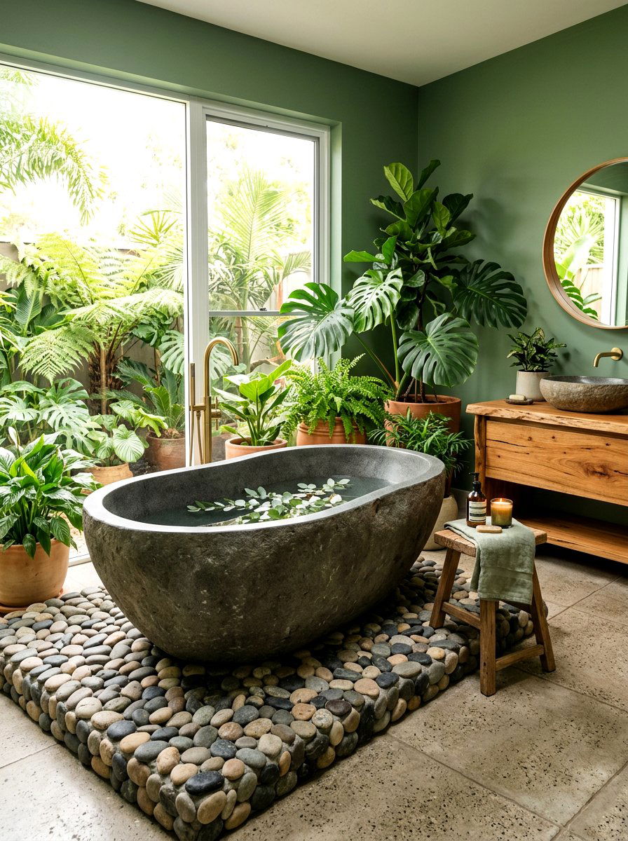 Natural Stone Resin Tub - 30 freestanding tub ideas