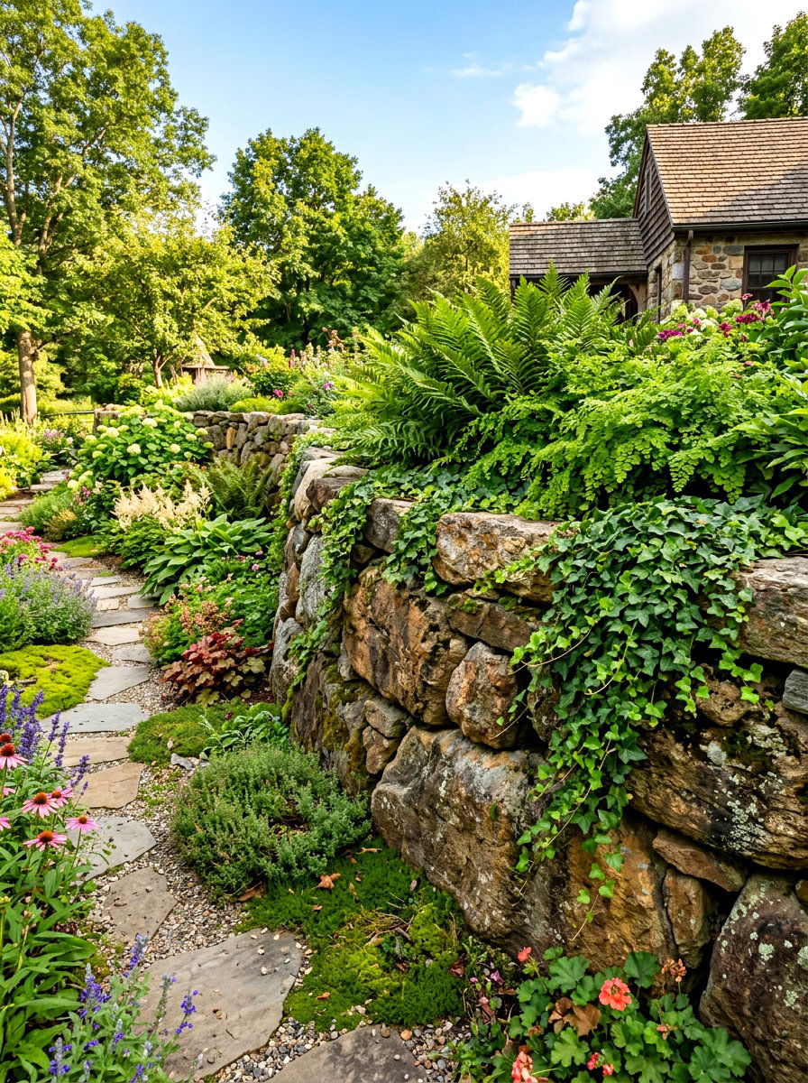 Natural Stone Retaining Wall - 30 hillside landscaping ideas