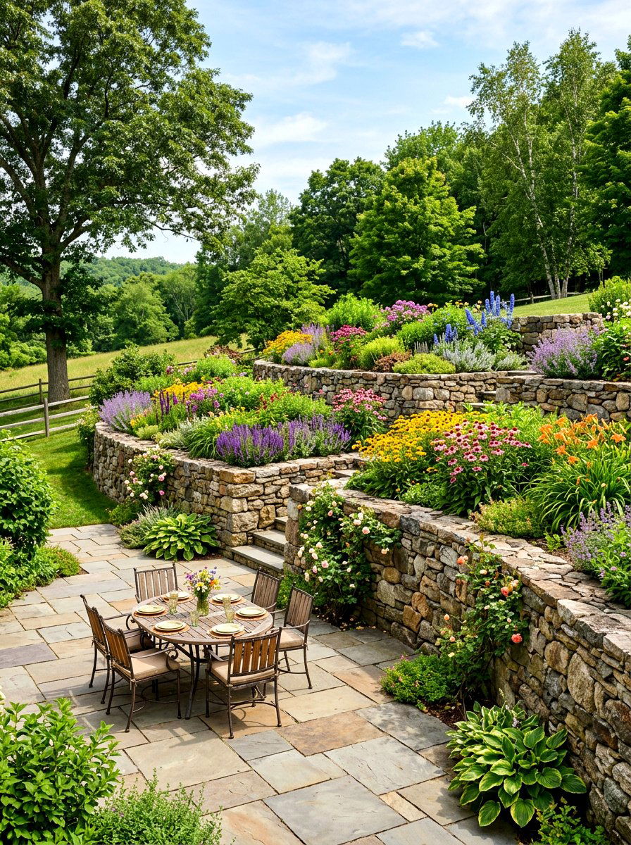 Natural Stone Retaining Wall - 30 backyard divider ideas