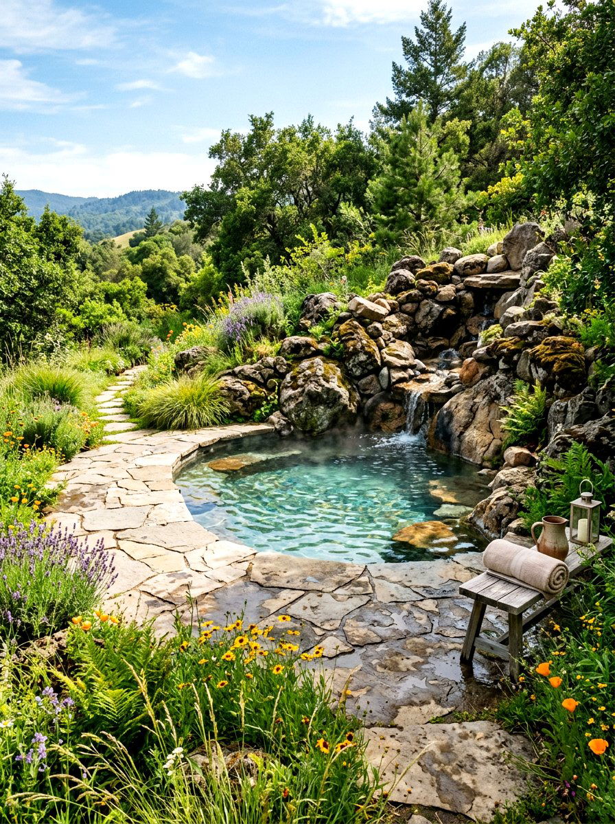 Natural Stone Spa Pool - 30 spa pool backyard ideas