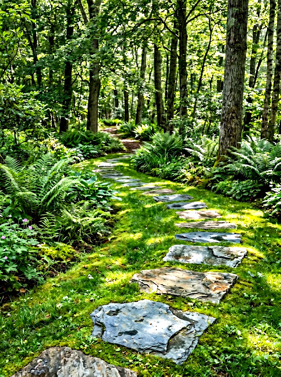 Natural Stone Stepping Stones - 30 curved walkway ideas