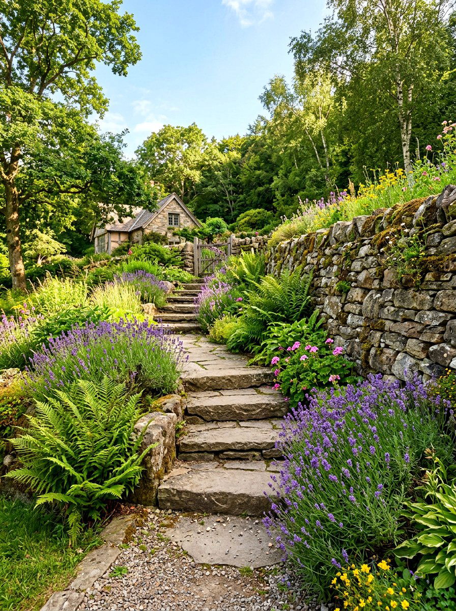 Natural Stone Steps - 30 retaining wall stairs ideas