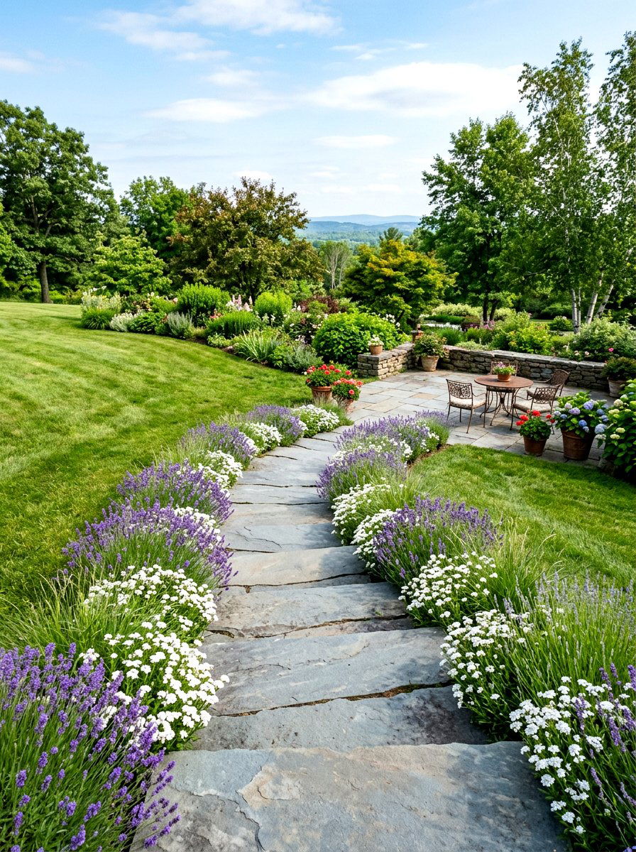 Natural Stone Steps - 30 Hamptons backyard ideas