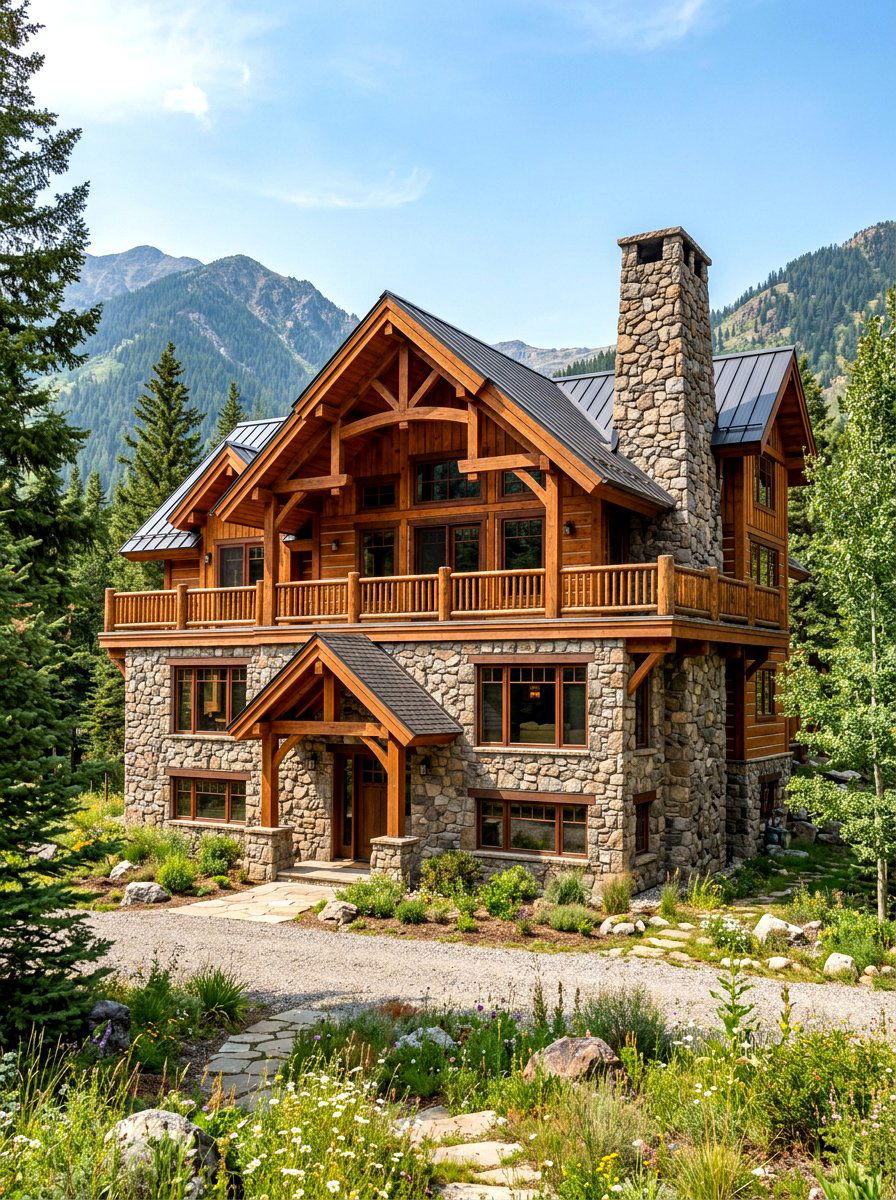 Natural Stone Timber House - 30 chalet exterior ideas