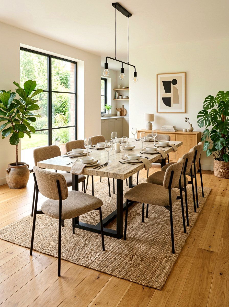 Natural Stone Top Table - 30 elegant dining room ideas