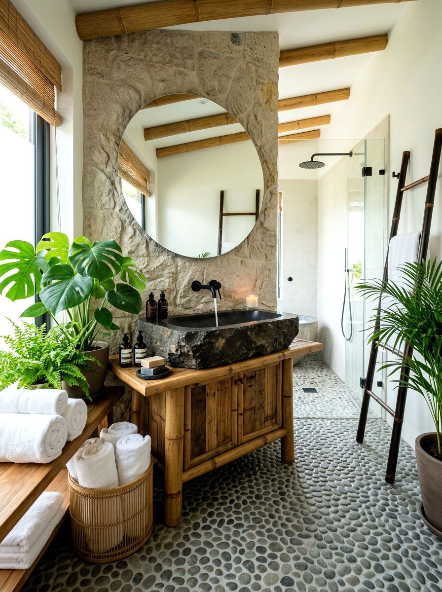 Natural Stone Trough Sink - 30 trough sink bathroom ideas
