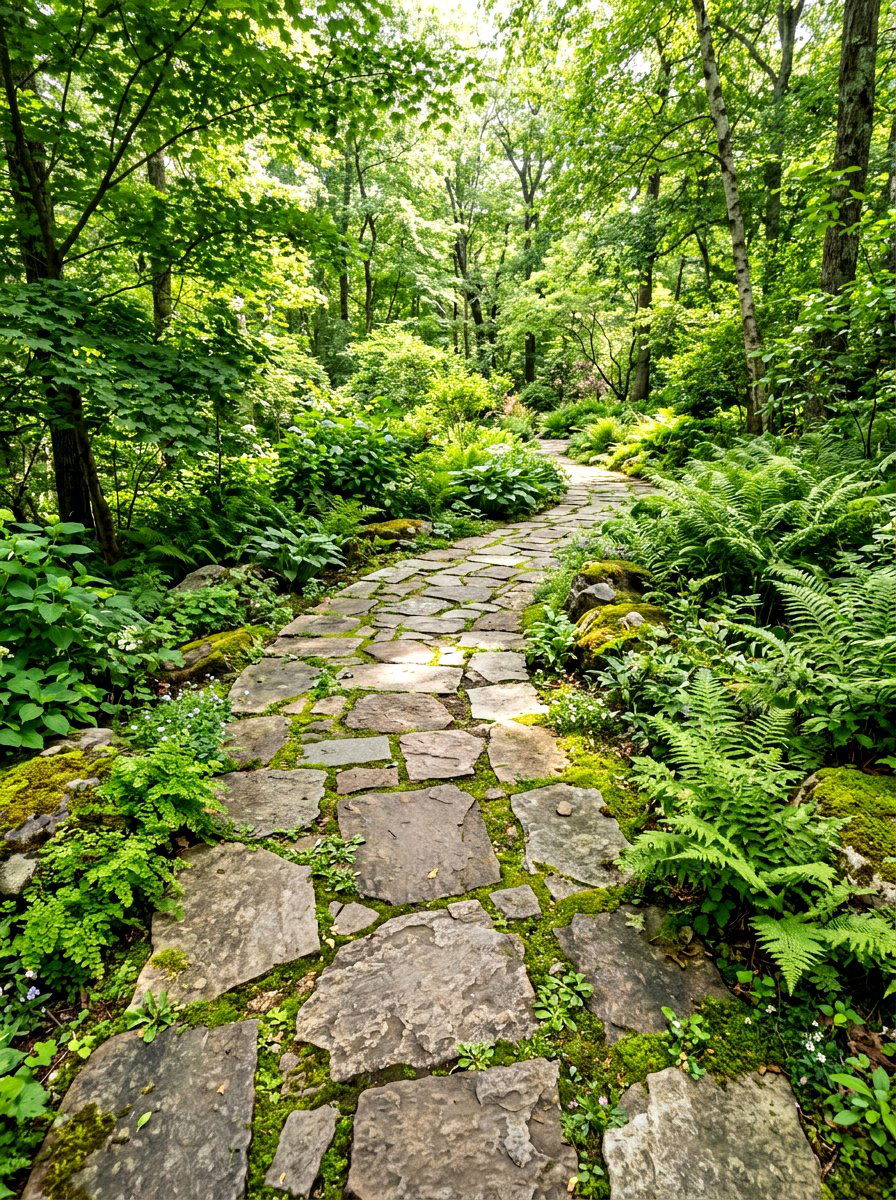 Natural Stone Walkway - 30 corner lot landscaping ideas
