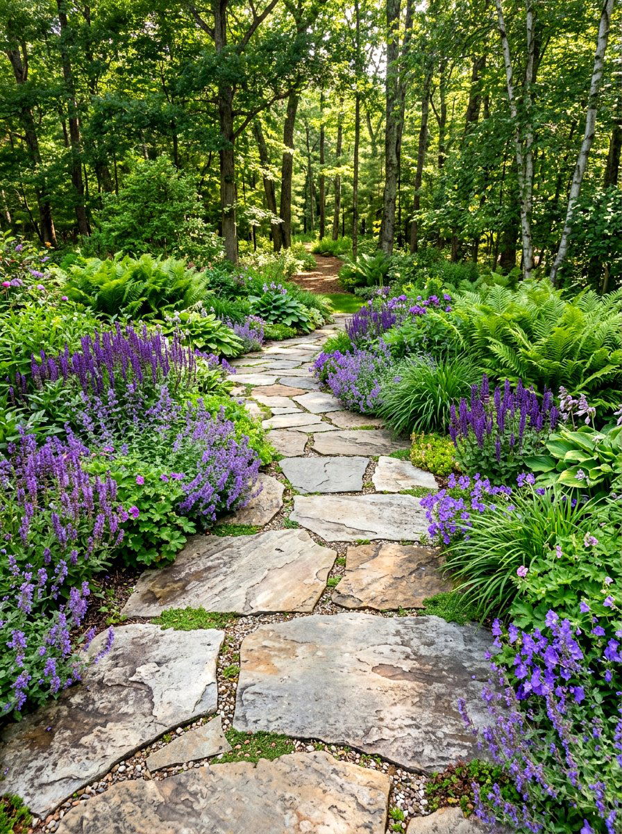 Natural Stone Walkway - 30 flagstone patio ideas