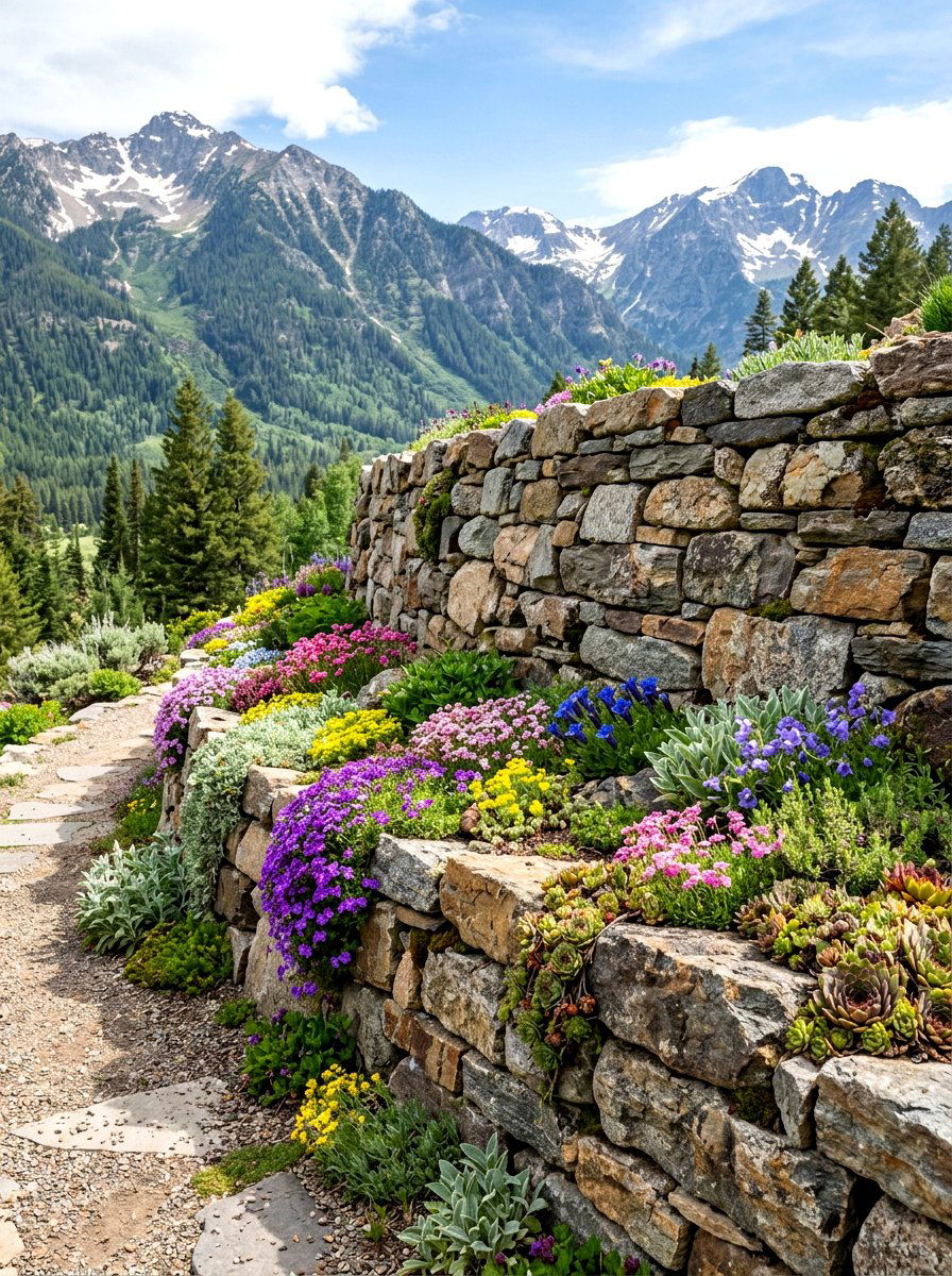 Natural Stone Wall - 30 garden fence ideas