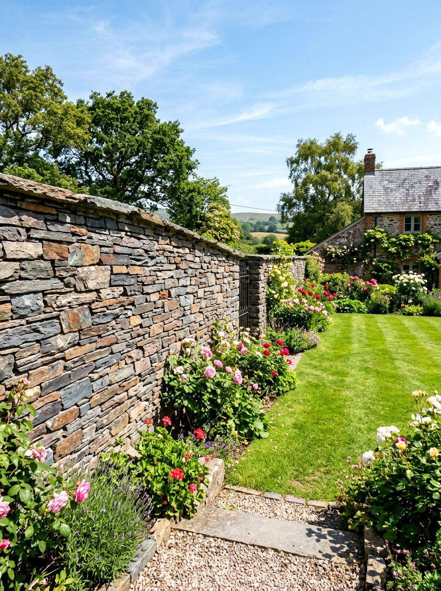 Natural Stone Wall - 30 privacy fence ideas