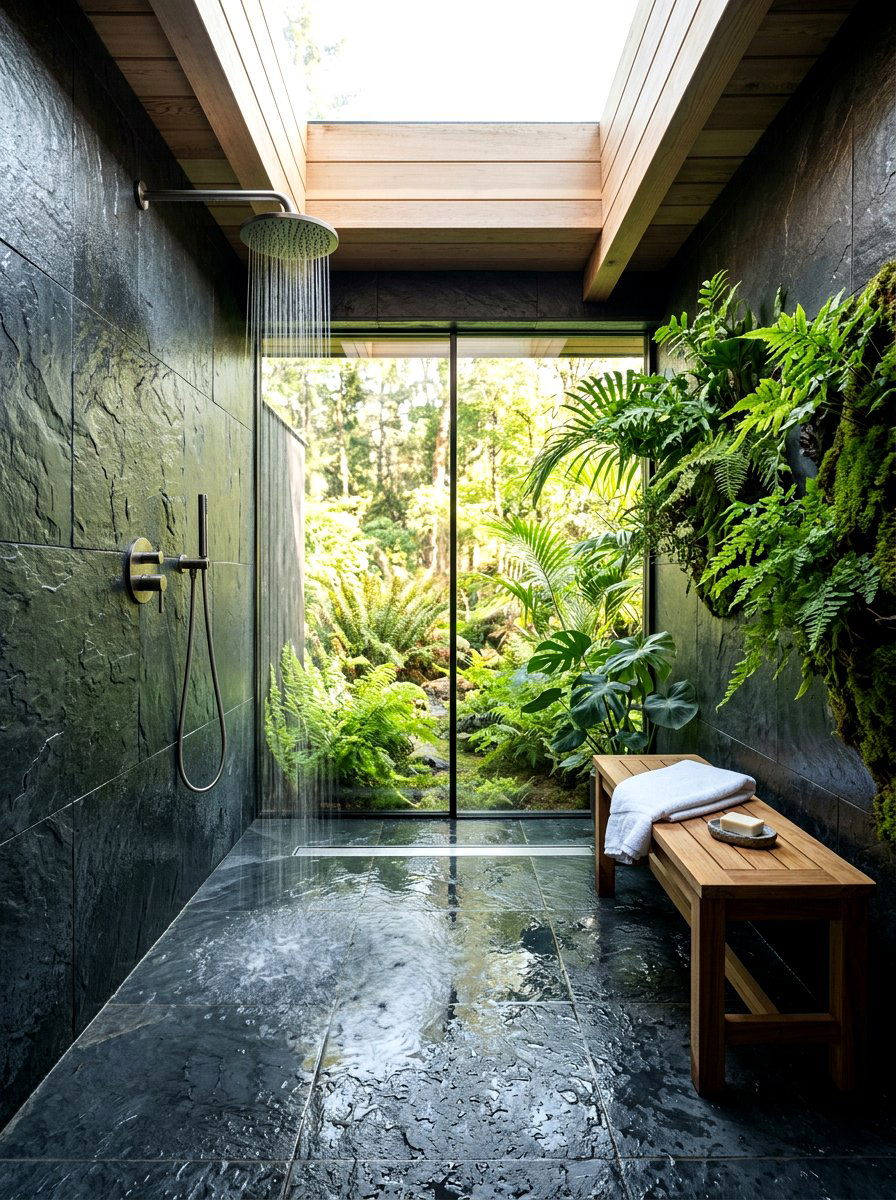 Natural Stone Wet Room - 30 spa hotel bath ideas
