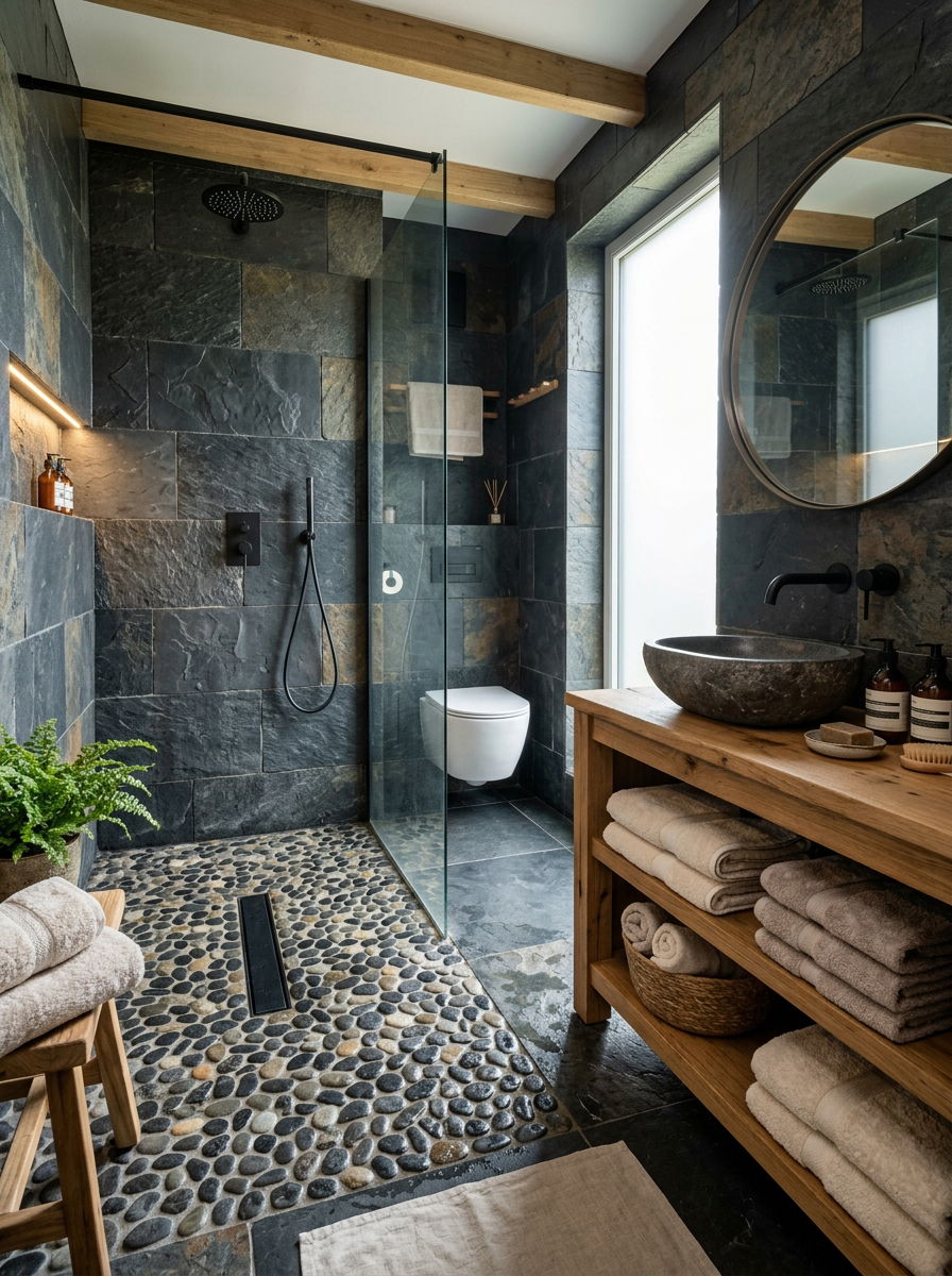 Natural Stone Wet Room - 30 wet room bathroom ideas