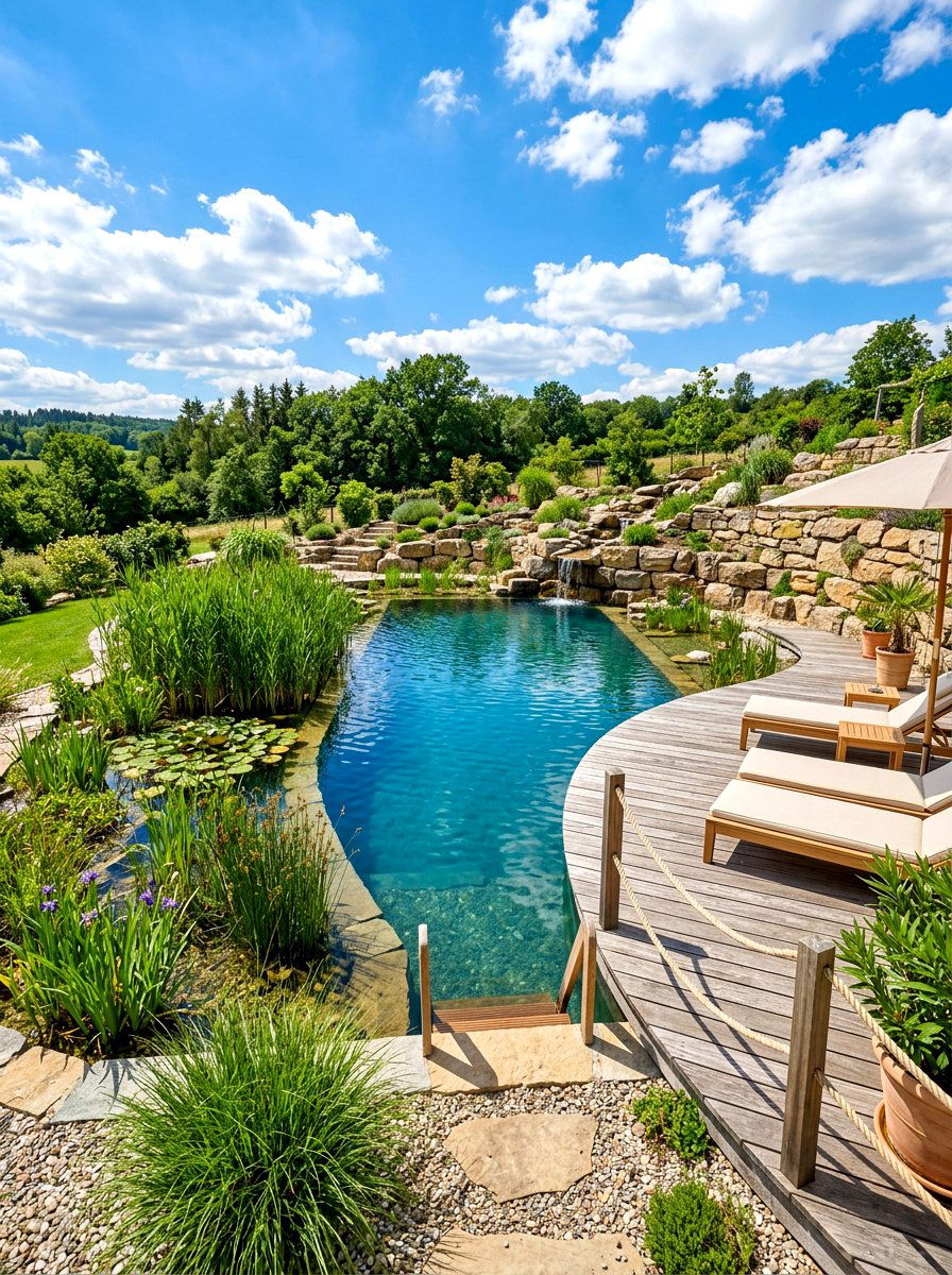 Natural Swimming Pond - 30 backyard water feature ideas