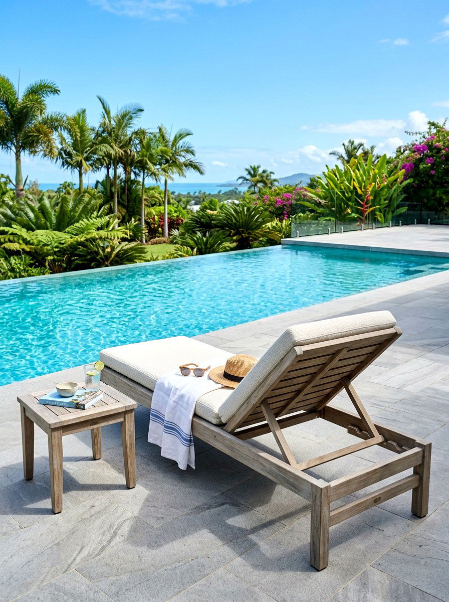 Natural Teak Sun Lounger - 30 rustic outdoor furniture ideas