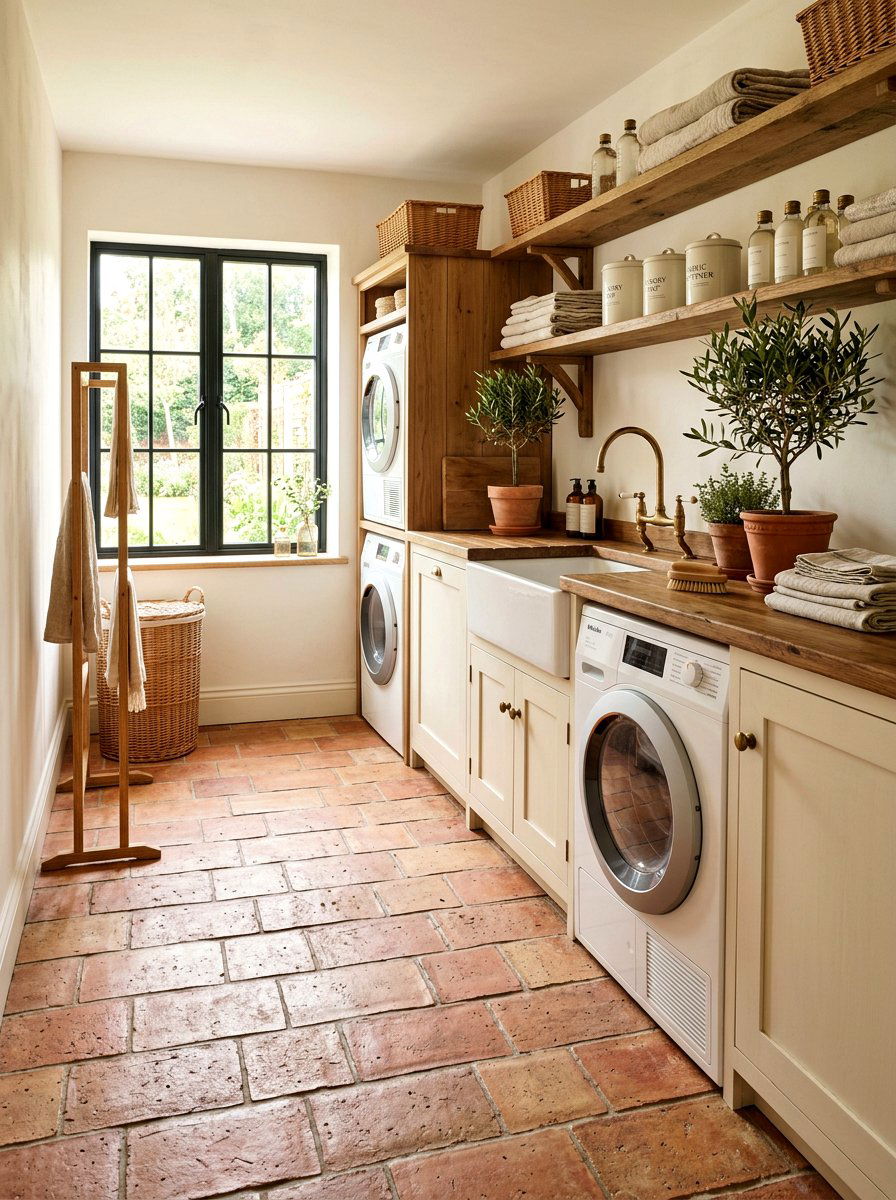 Natural Terracotta Tile - 30 laundry room floor tile ideas