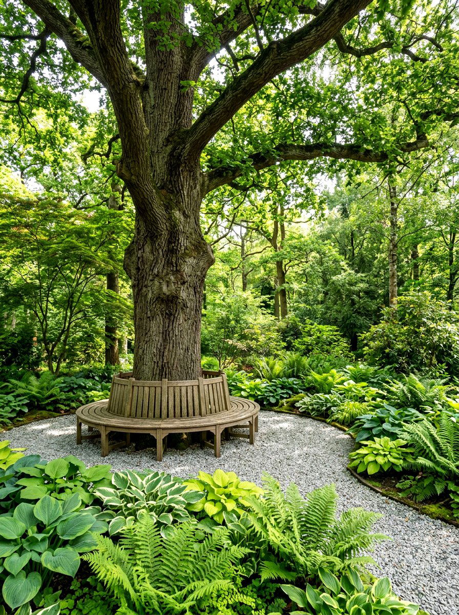 Natural Tree Canopy Seating - 30 shaded backyard ideas