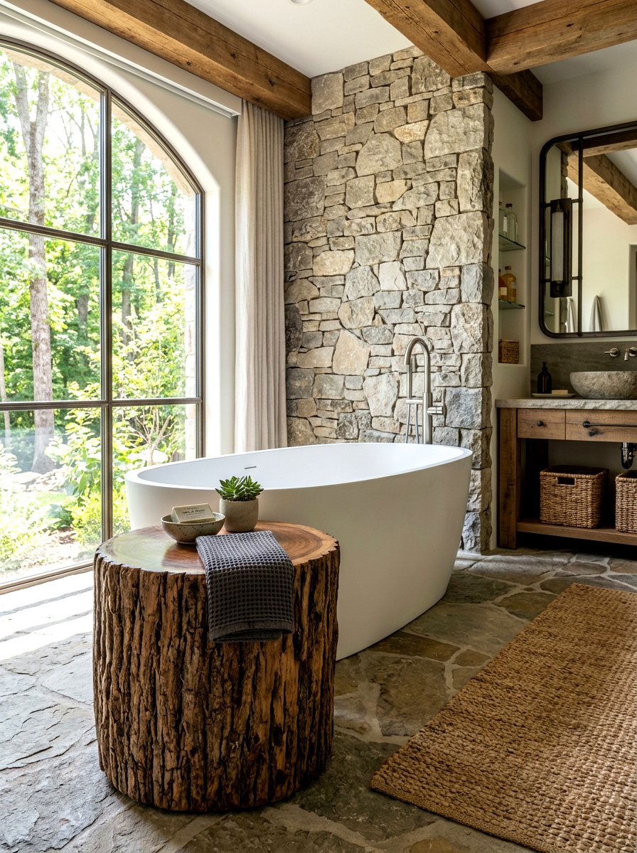 Natural Tree Stump Stool - 30 bathroom stool ideas