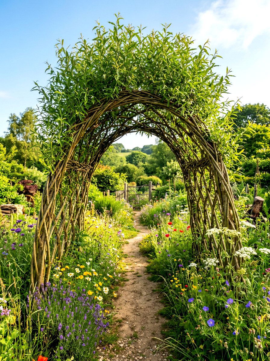 Natural Willow Arbor - 30 arbor walkway ideas