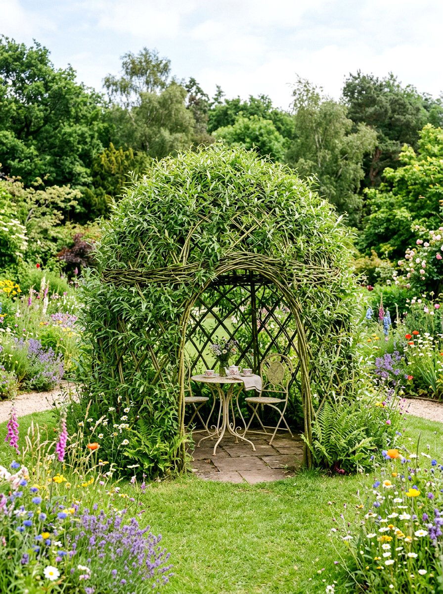 Natural Willow Branch Gazebo - 30 secret garden ideas