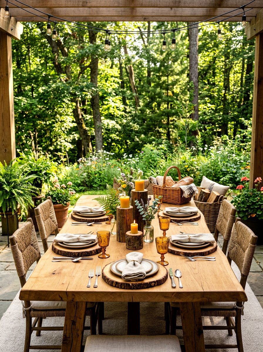 Natural Wood Accents - 30 patio dinner party ideas