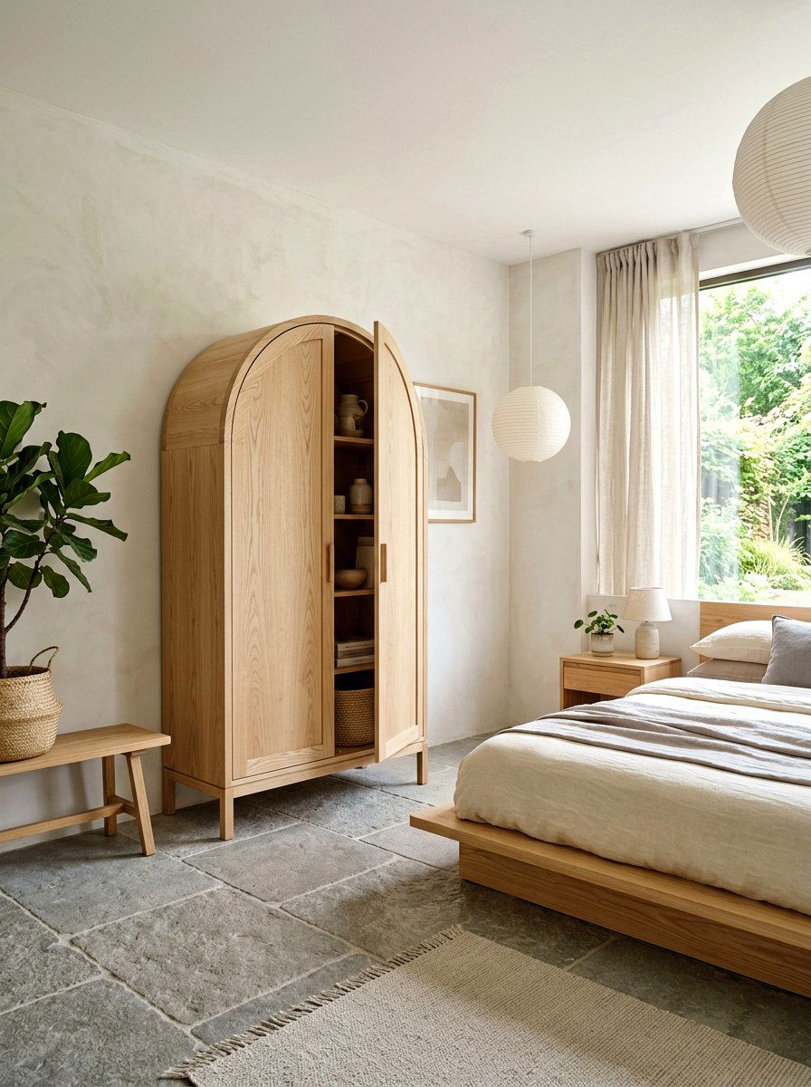 Natural Wood Arched Cabinet - 30 arched cabinet ideas