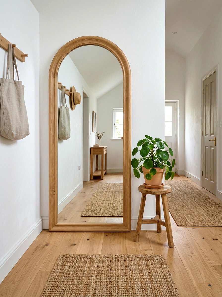 Natural Wood Arched Mirror Hallway - 30 arched mirror hallway ideas