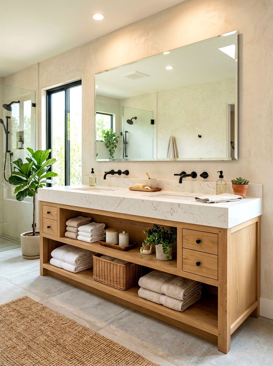 Natural Wood Bathroom Vanity - 30 Hamptons bathroom ideas