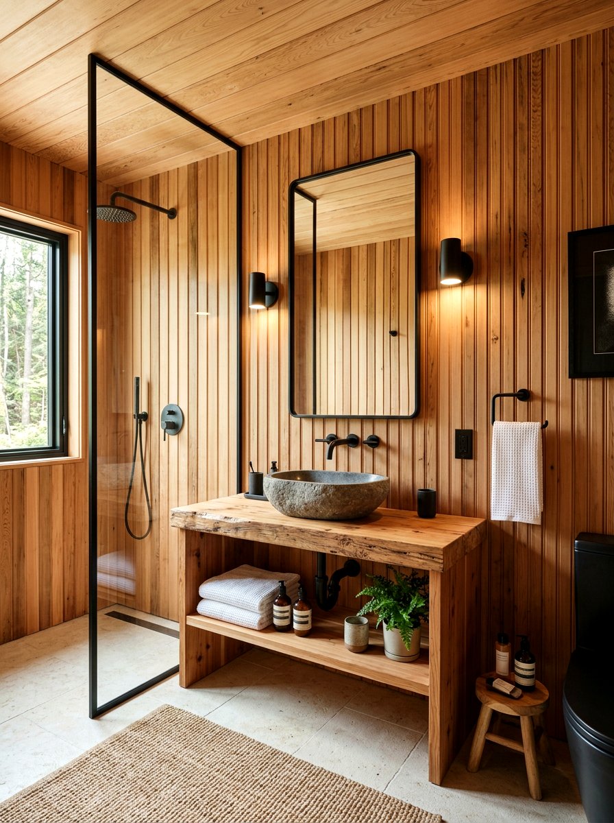 Natural Wood Beadboard Bathroom - 30 beadboard bathroom ideas