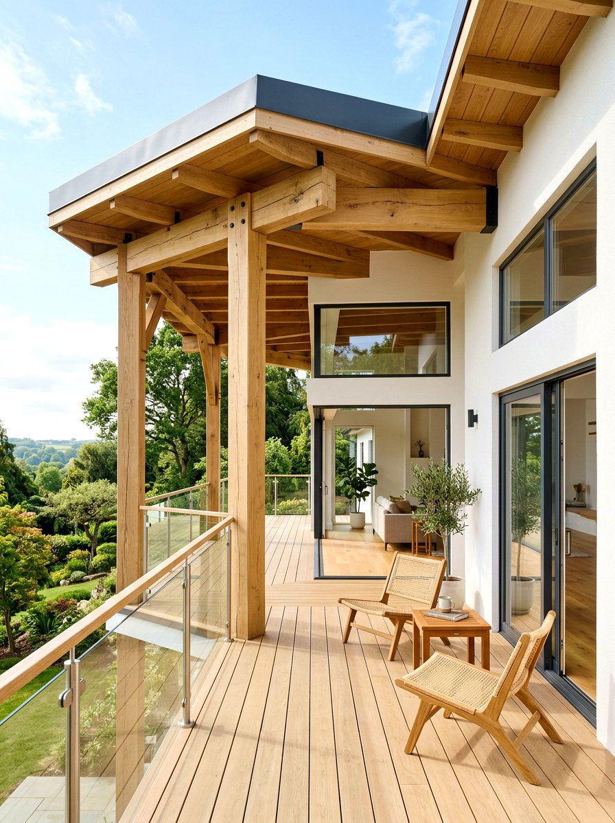 Natural Wood Beam Porch - 30 covered entryway ideas