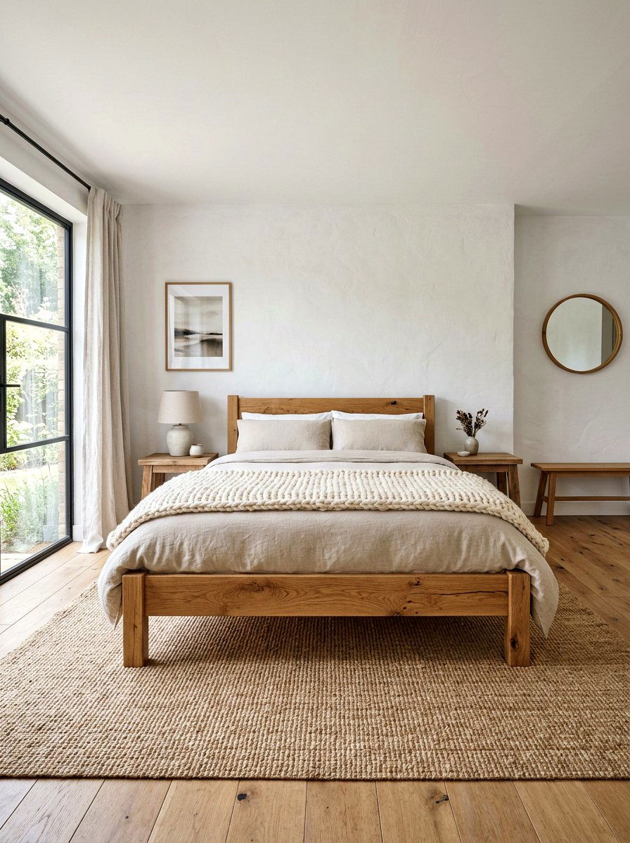 Natural Wood Bed - 30 earthy bedroom decor ideas