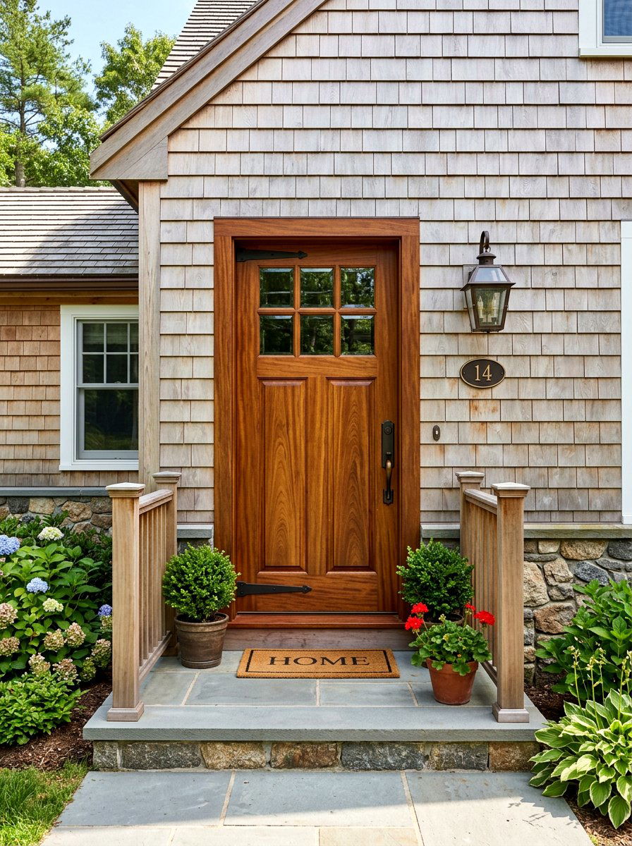 Natural Wood Cape Cod Front Door - 30 Cape Cod front door ideas
