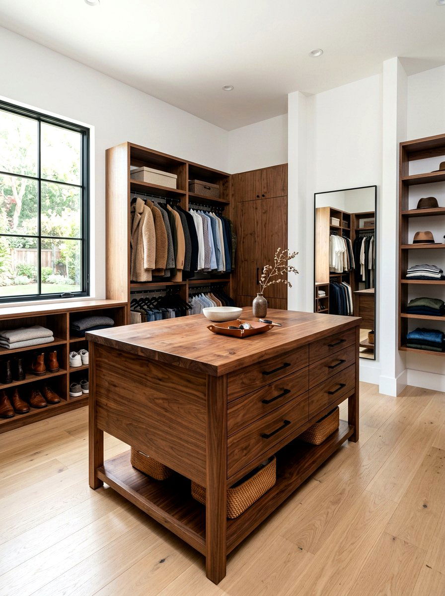 Natural Wood Closet Island - 30 closet island ideas
