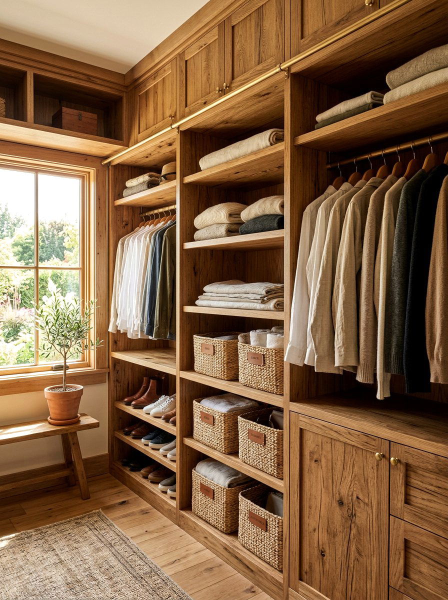 Natural Wood Closet - 30 color coordinated closet ideas