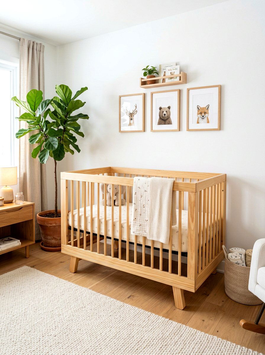 Natural Wood Crib - 30 Scandinavian nursery ideas
