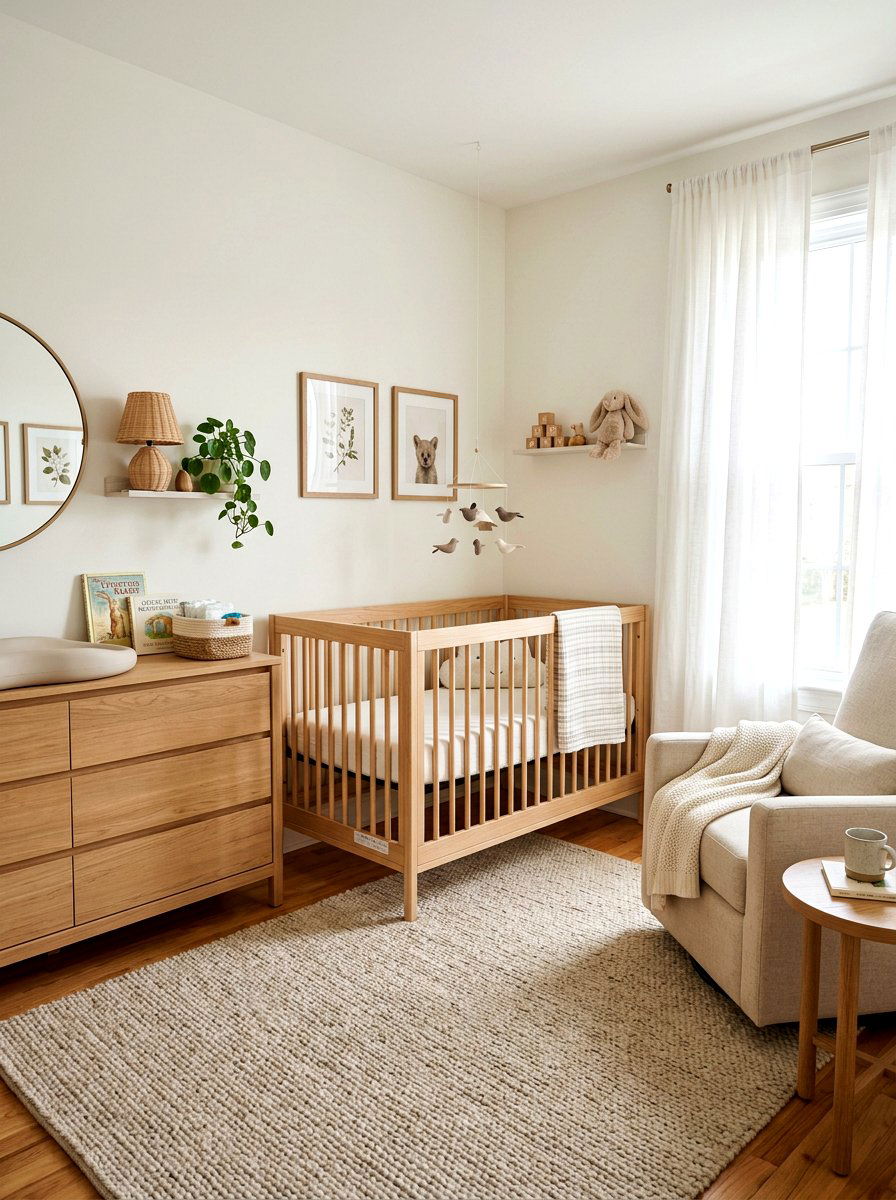 Natural Wood Crib - 30 woodland nursery ideas