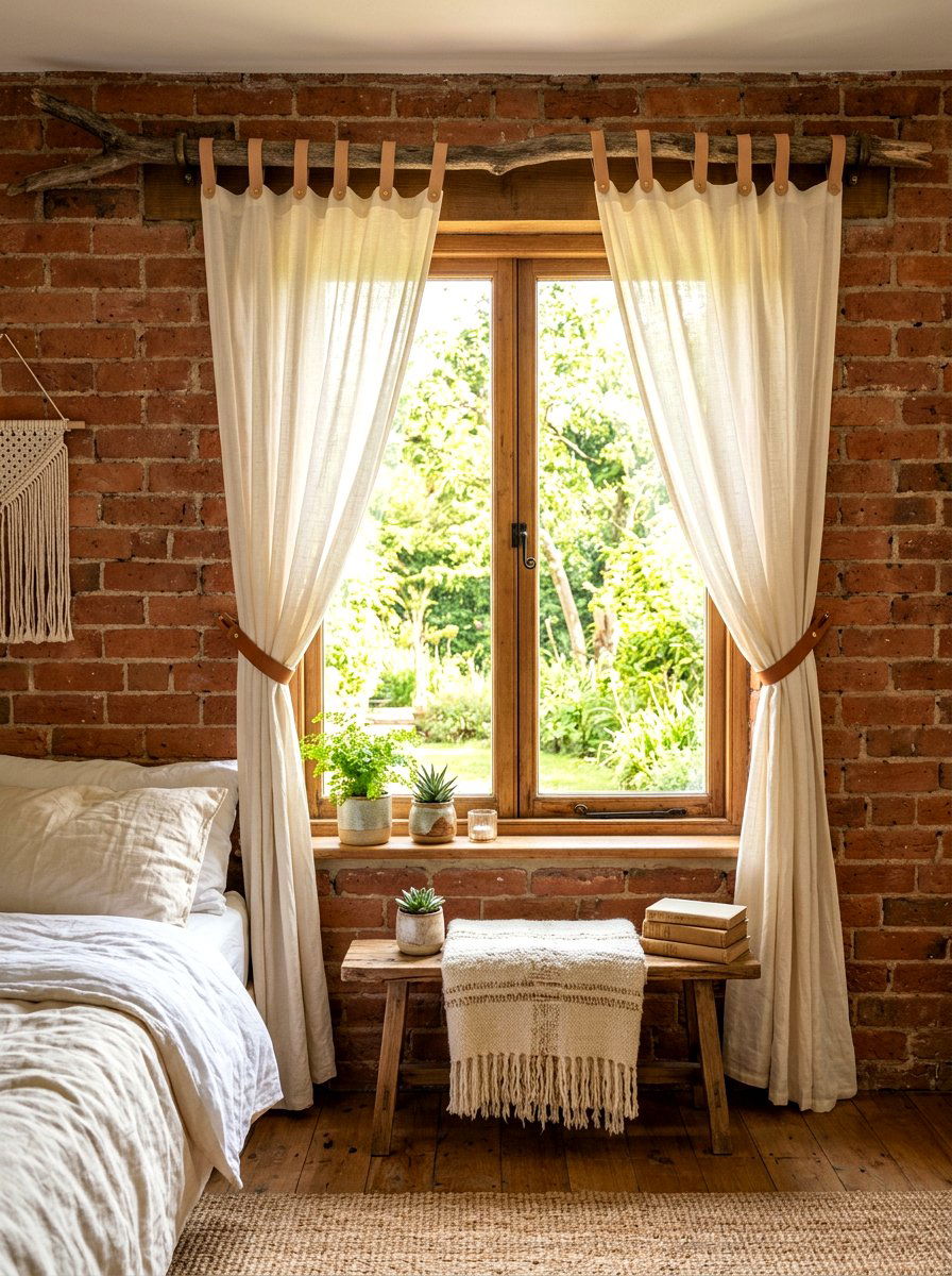 Natural Wood Curtain Rod - 30 branch decor ideas