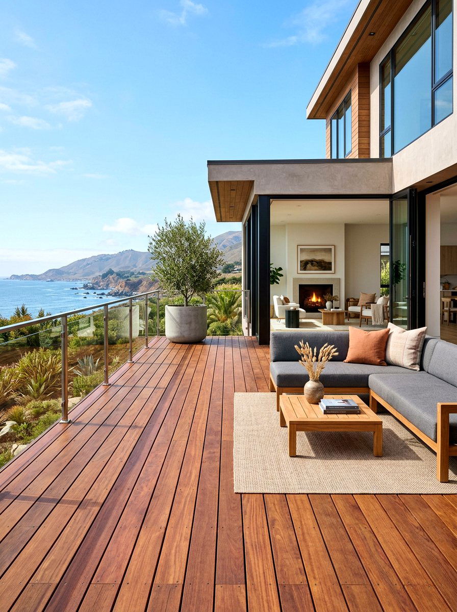 Natural Wood Decking - 30 courtyard patio ideas