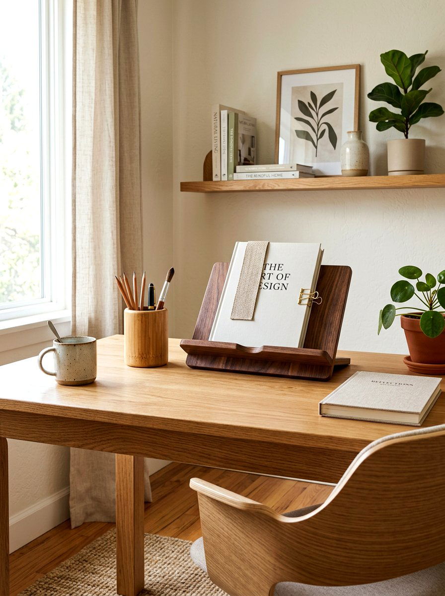 Natural Wood Desk Decor - 30 dorm desk ideas