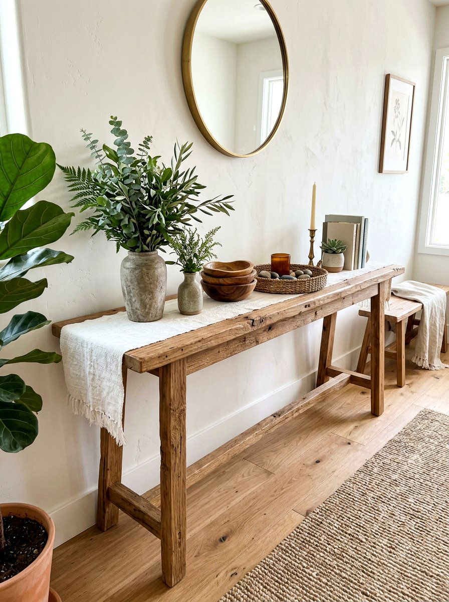 Natural Wood Entryway Table - 30 spring entry table ideas