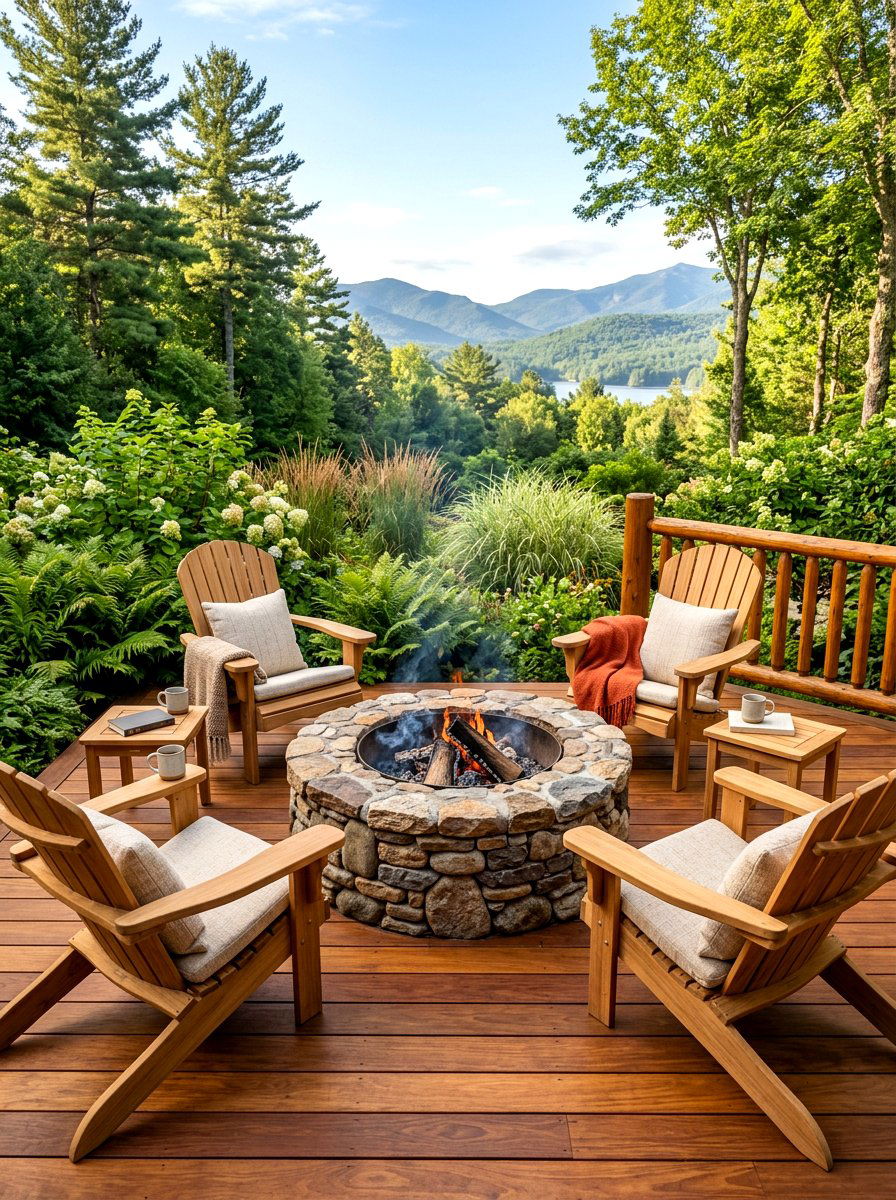 Natural Wood Fire Pit Seating - 30 adirondack fire pit circle ideas