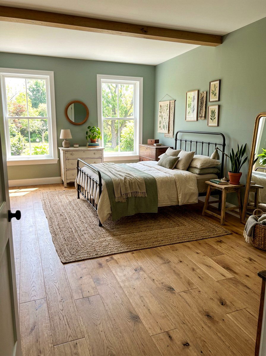 Natural Wood Flooring - 30 cottagecore bedroom ideas