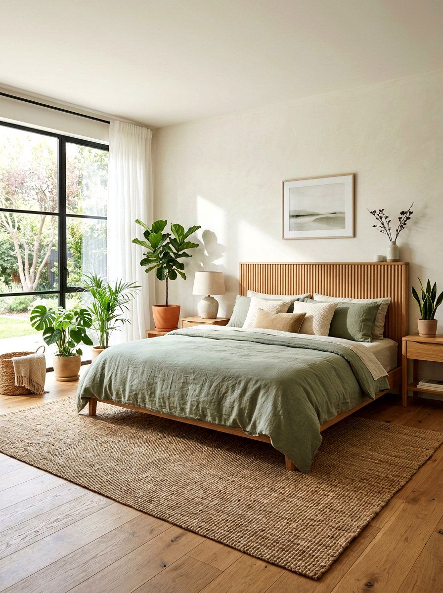 Natural Wood Fluted Headboard - 30 fluted headboard ideas