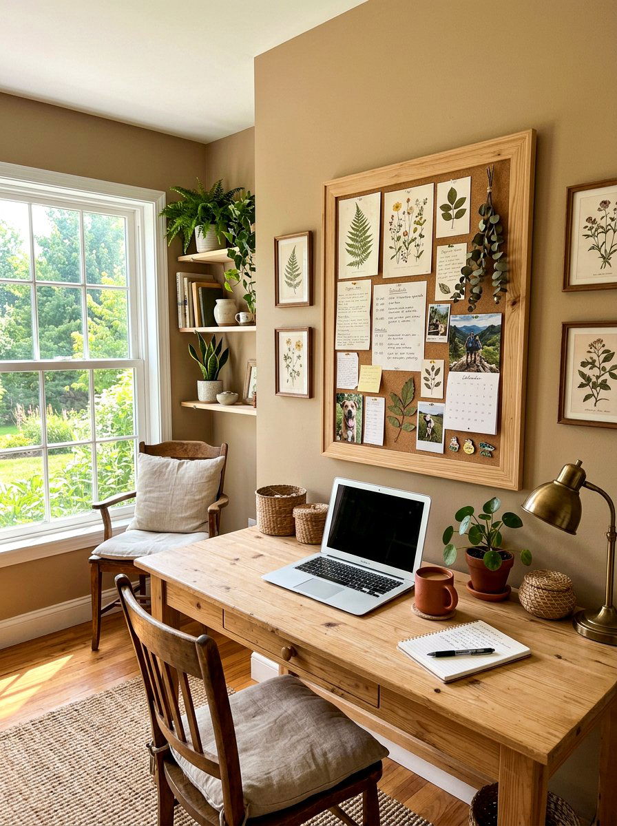Natural Wood Frame Board - 30 office pinboard ideas
