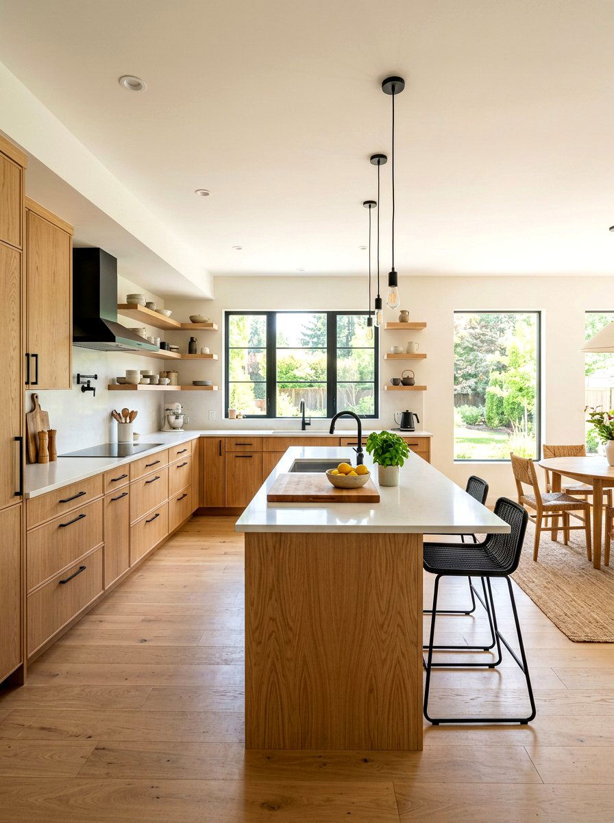 Natural Wood Grain Kitchen - 30 social media kitchen ideas