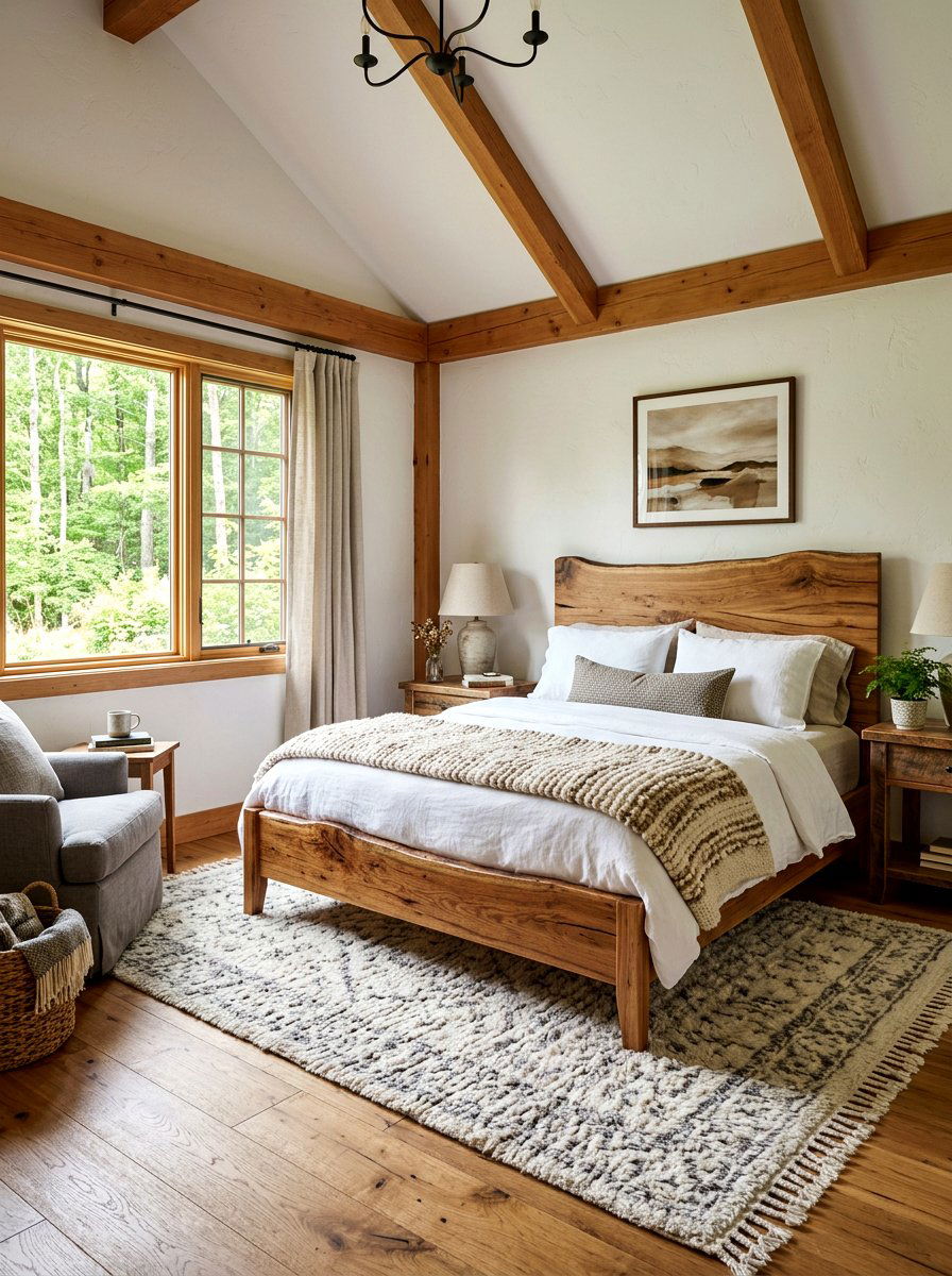 Natural Wood Headboard - 30 elevated bedscape ideas