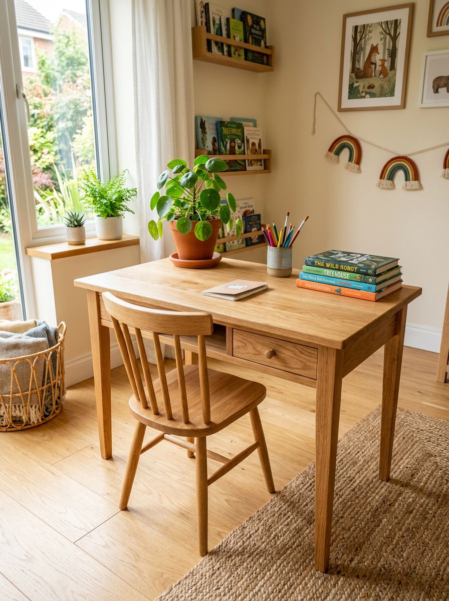 Natural Wood Kids Desk - 30 homework studio kids ideas