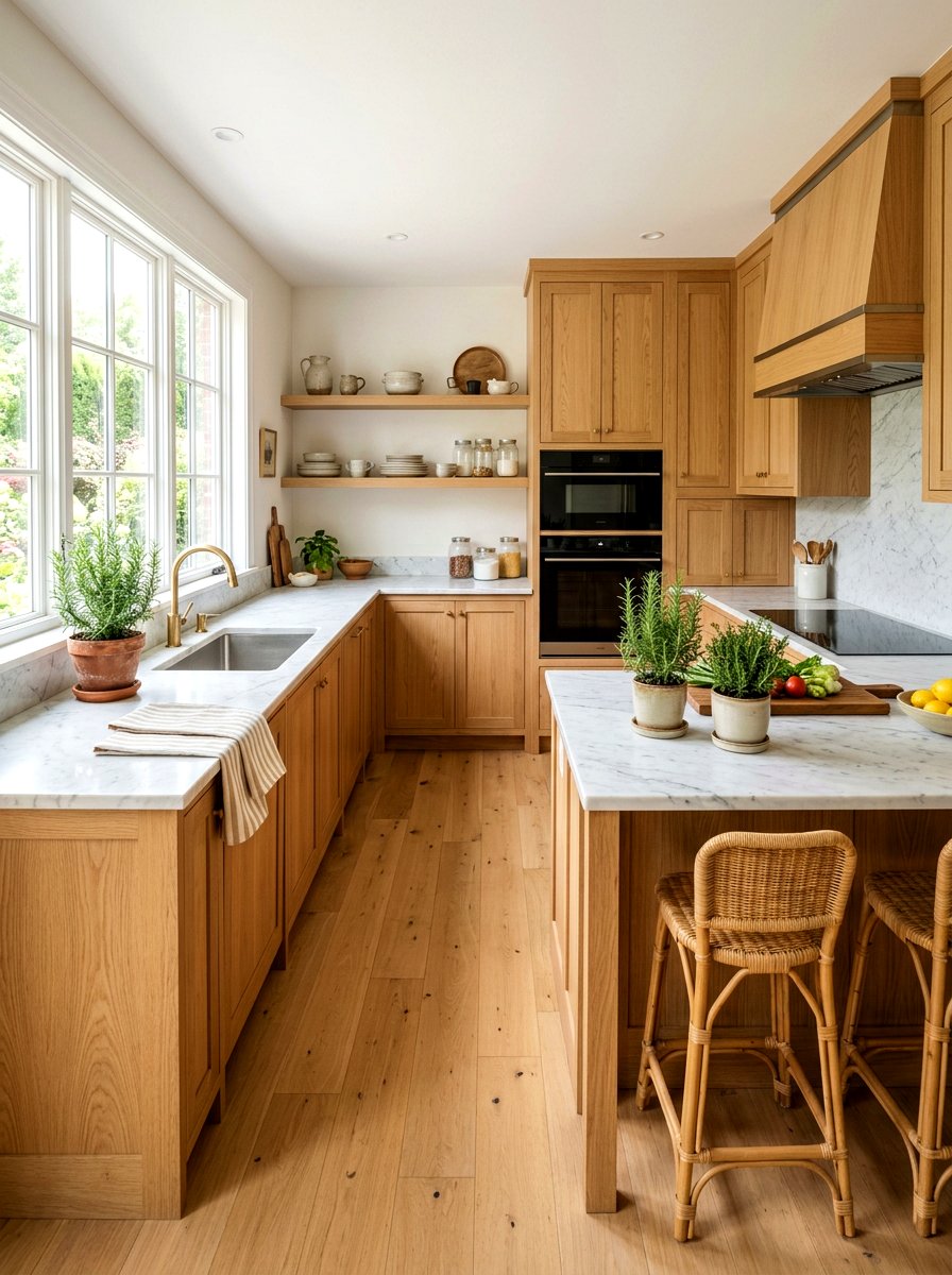 Natural Wood Kitchen - 30 neutral holiday decor ideas