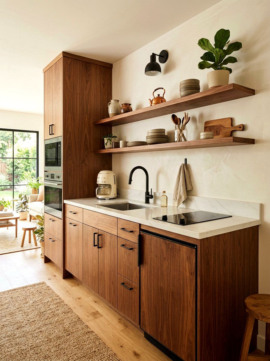 Natural Wood Kitchenette - 30 kitchenette design ideas