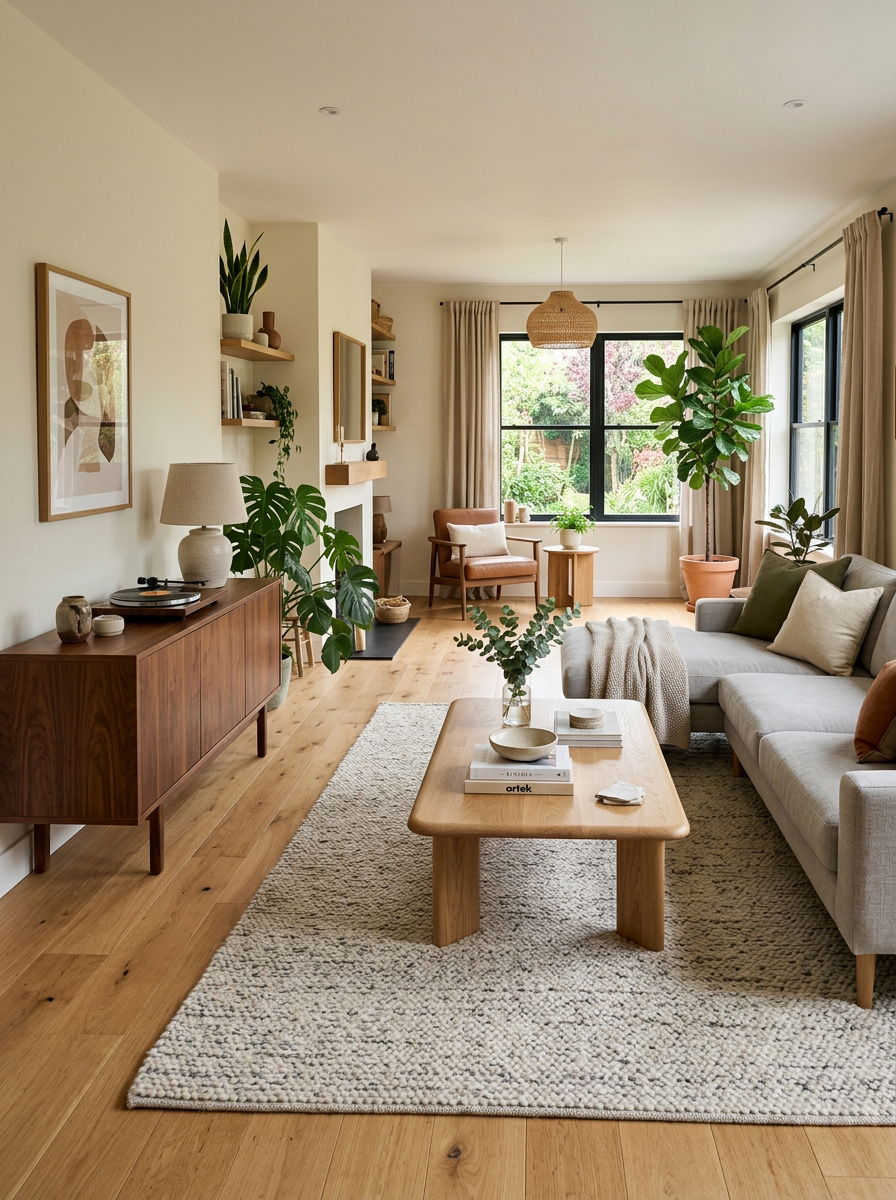 Natural Wood Living Room - 30 organic modern living space ideas